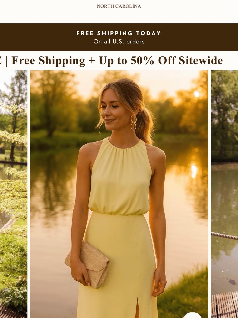 Nicole Sleeveless Halter Lemon Yellow Midi Dress
